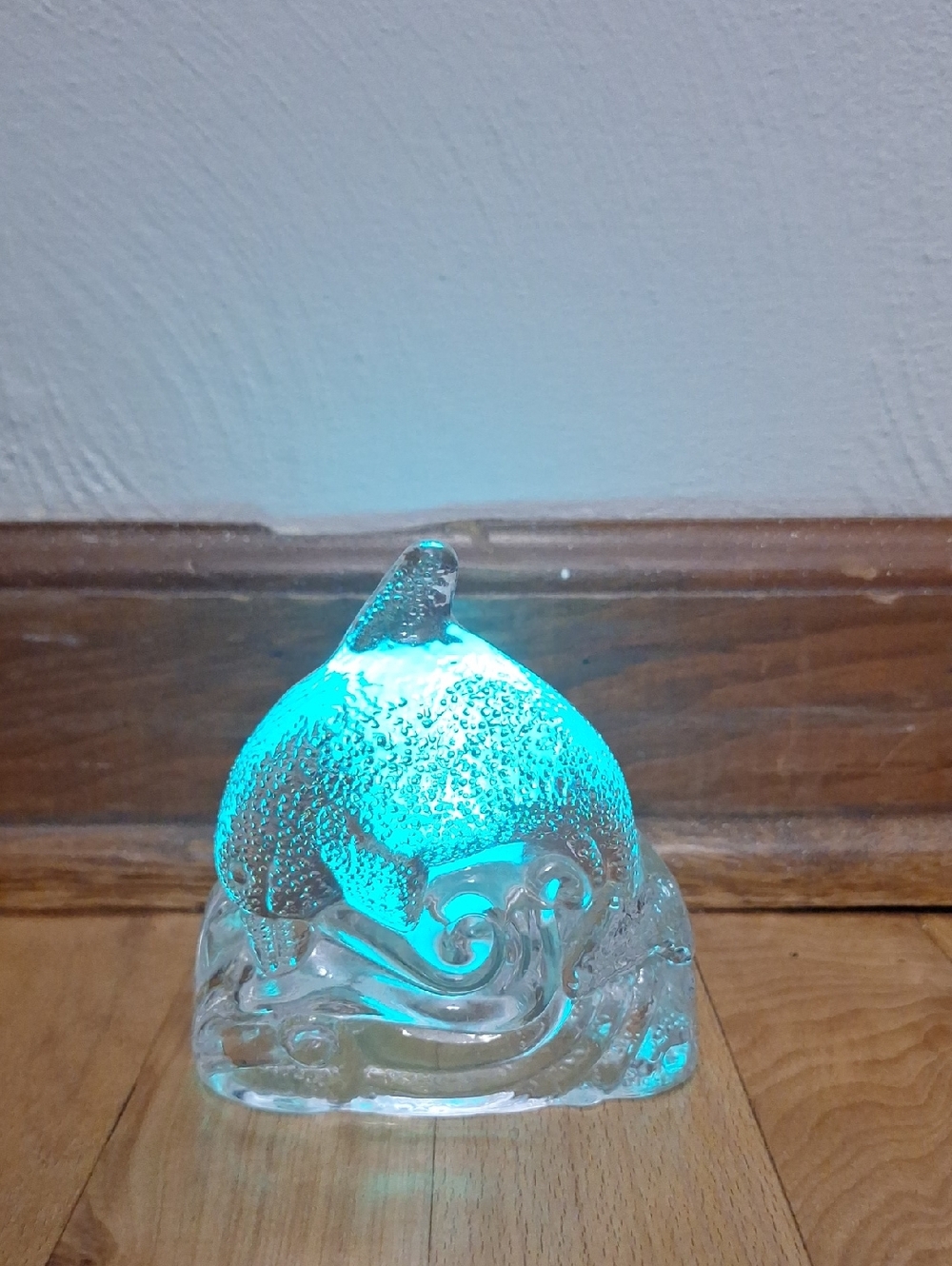 Glass Dolphin LED Accent Sculpture - Turquoise